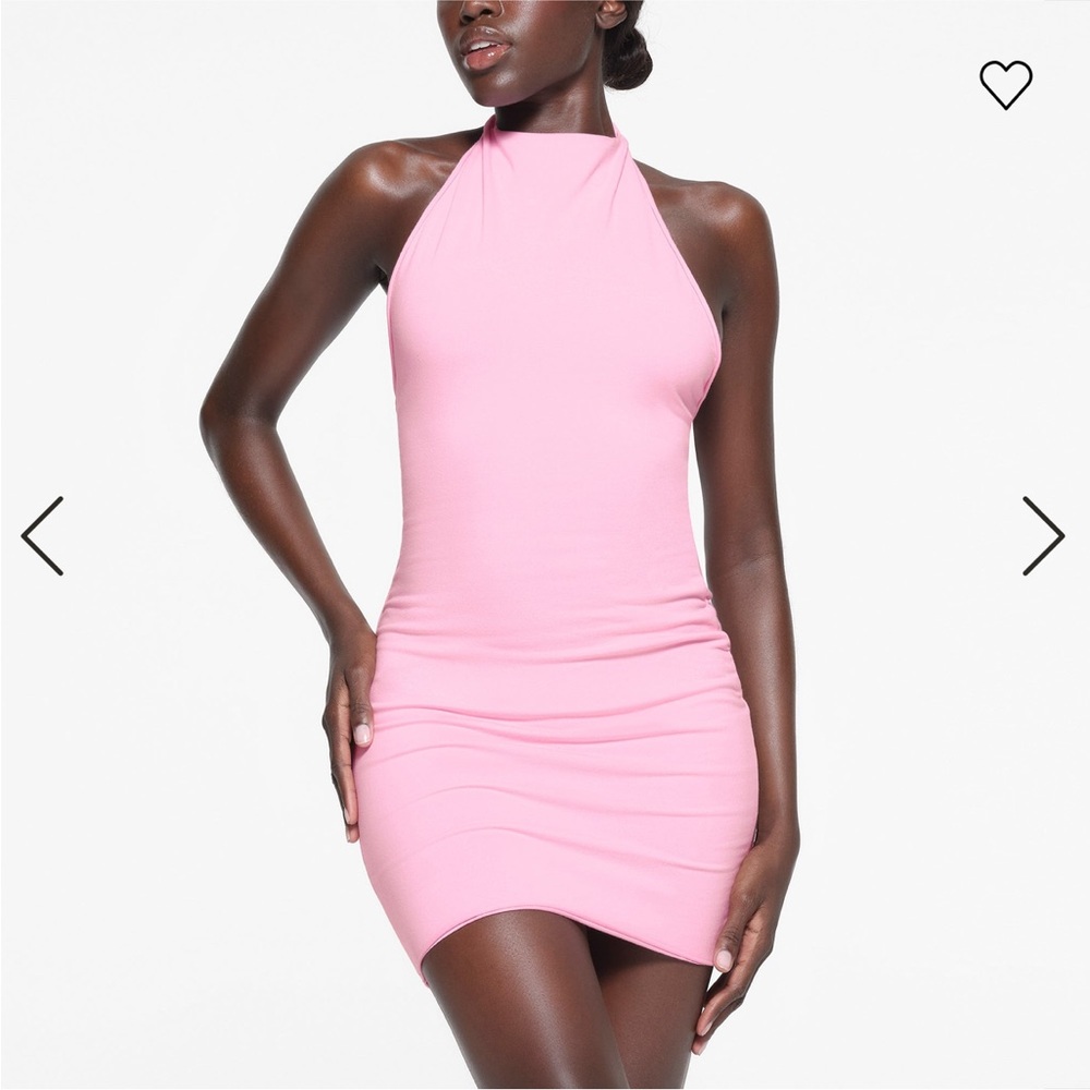 SKIMS Pink Halter Backless Bodycon Mini Dress S